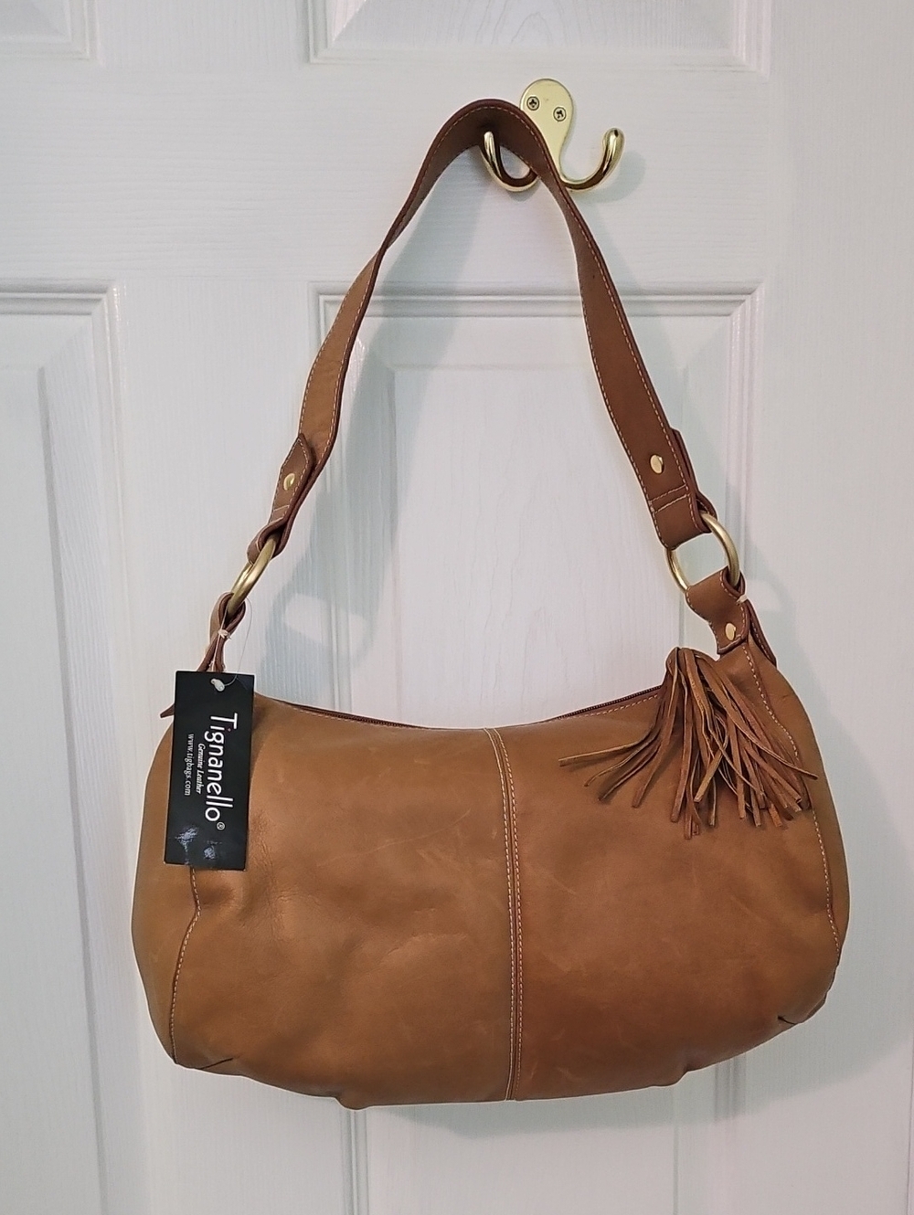Tignanello Y2k Brown Leather Hobo Purse Bag NWT